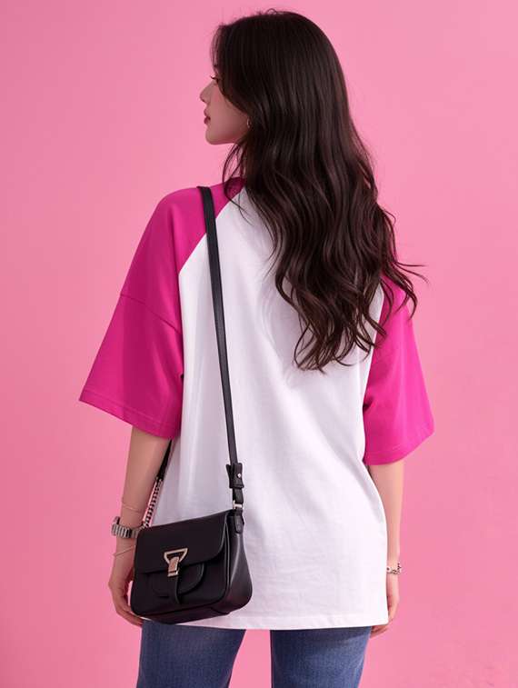 women printed raglan sleeve oversized t-shirt - 22502314 -  Standard Image - 3