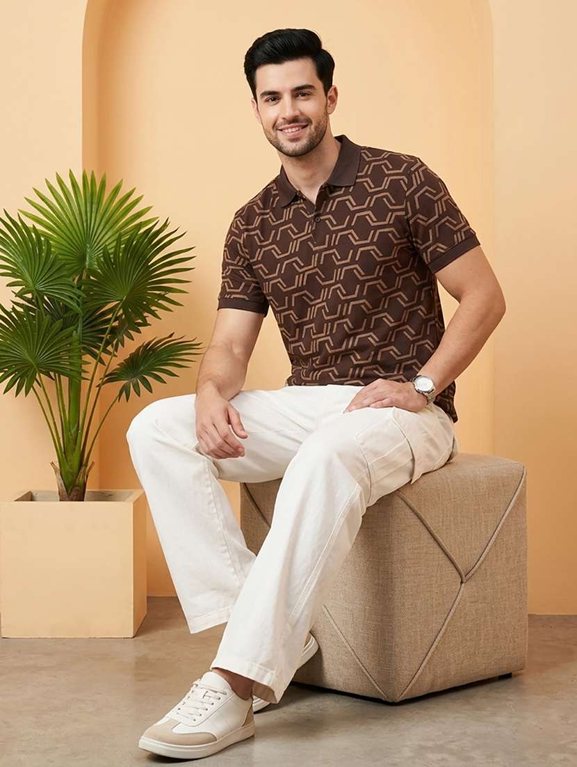 men printed short sleeve regular fit polo t-shirt - 22502315 -  Standard Image - 3