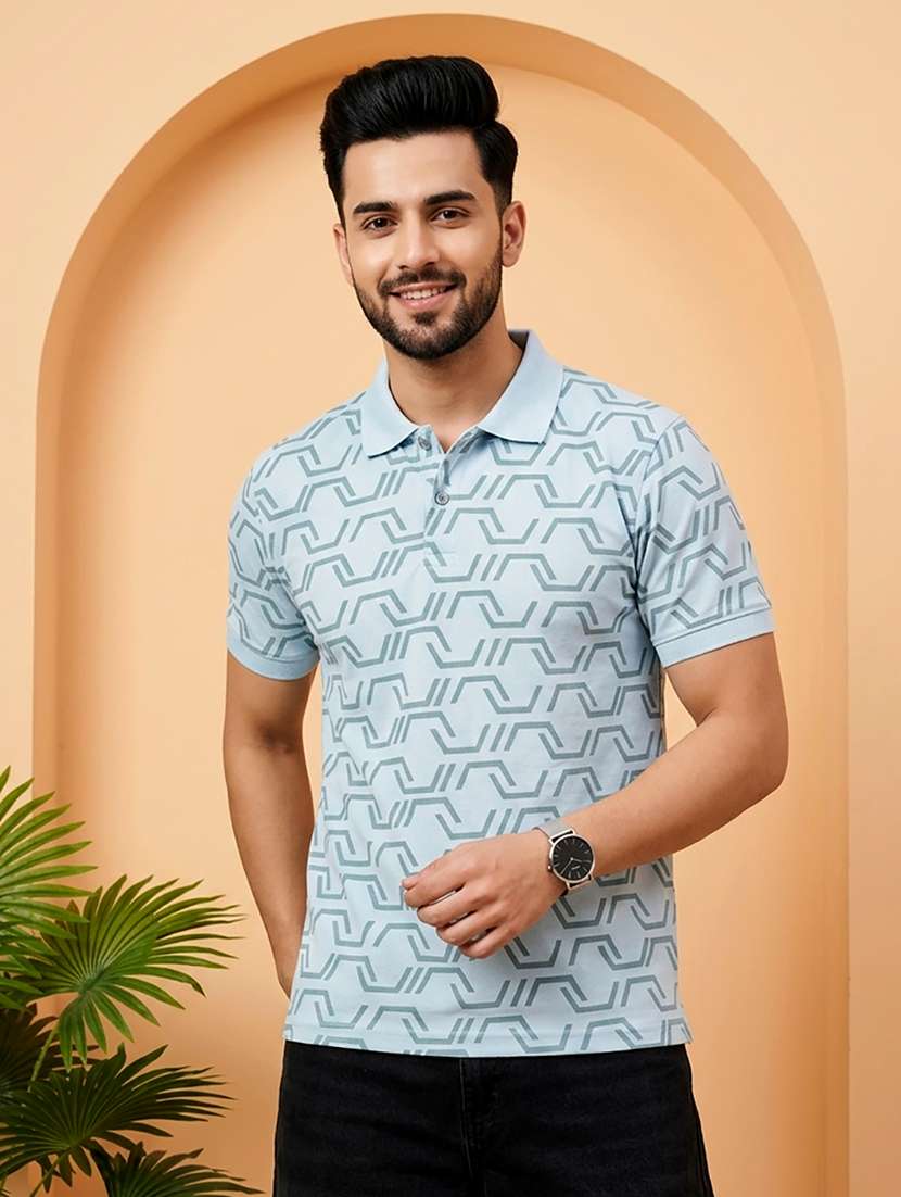 men printed short sleeve regular fit polo t-shirt
