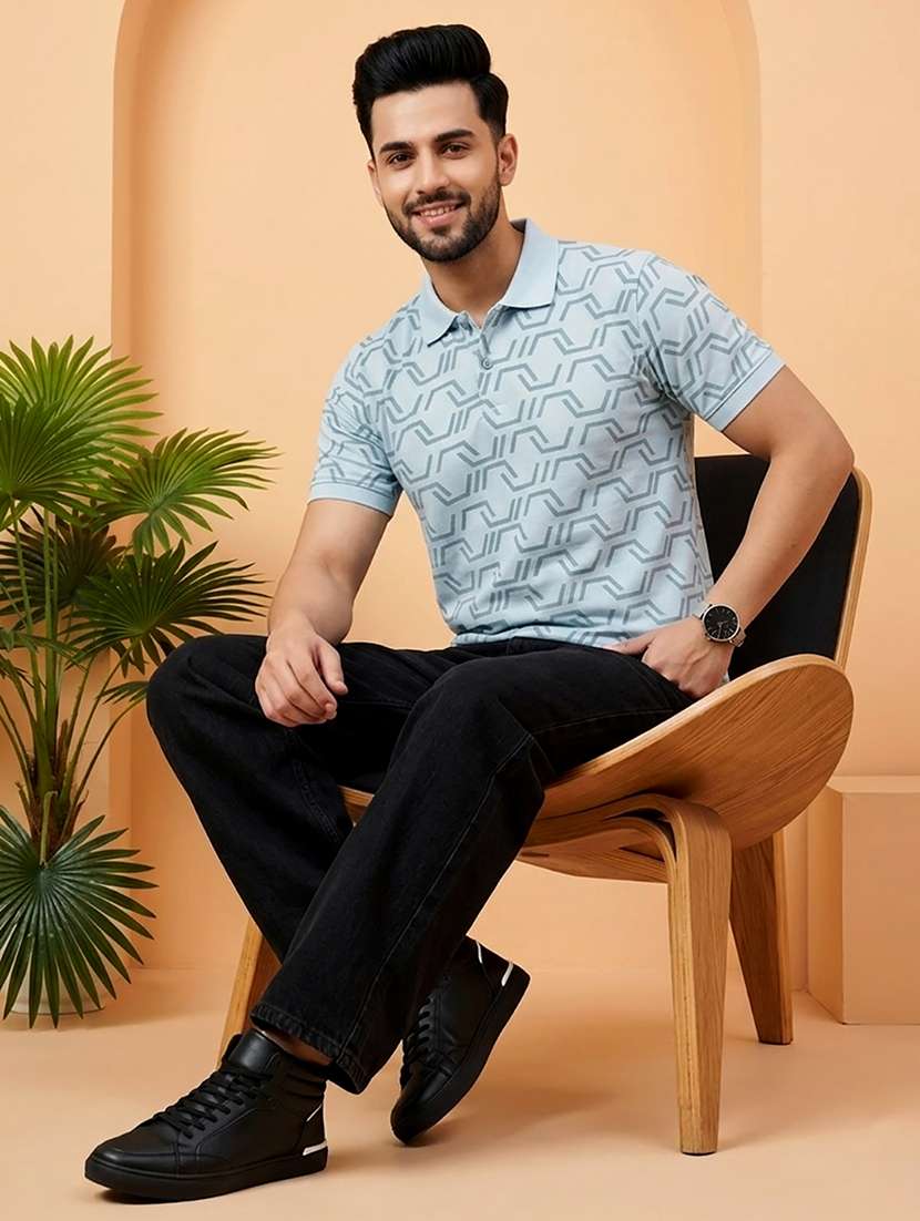 men printed short sleeve regular fit polo t-shirt - 22502317 -  Standard Image - 3