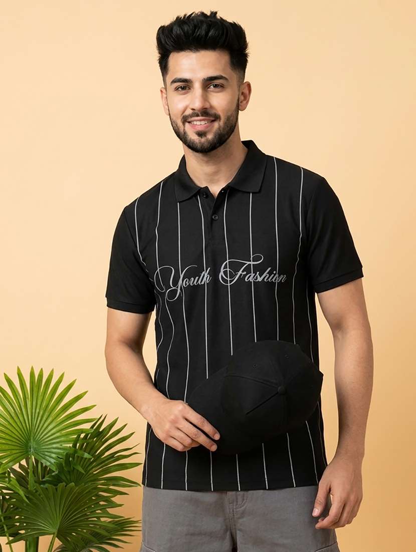 men printed short sleeve regular fit polo t-shirt