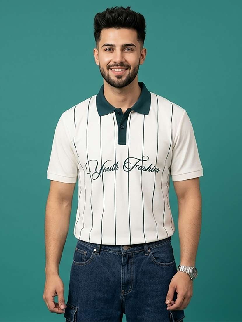 men printed short sleeve regular fit polo t-shirt