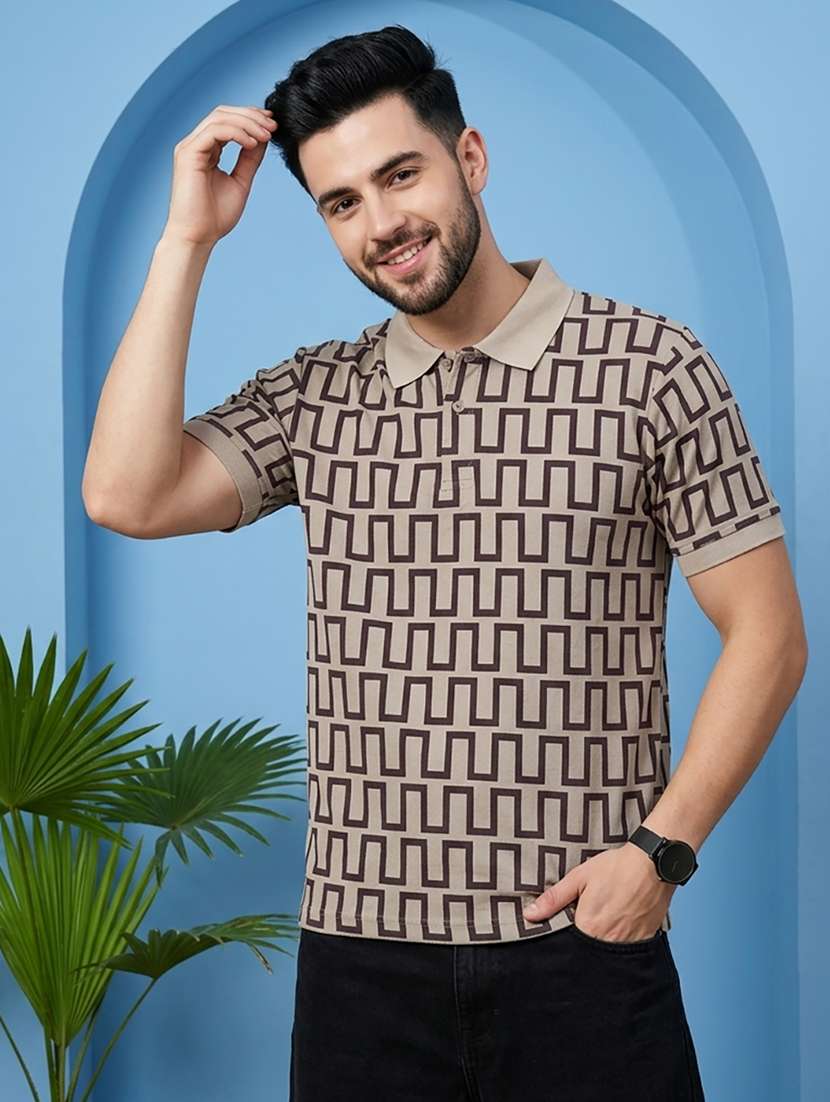 men printed short sleeve regular fit polo t-shirt