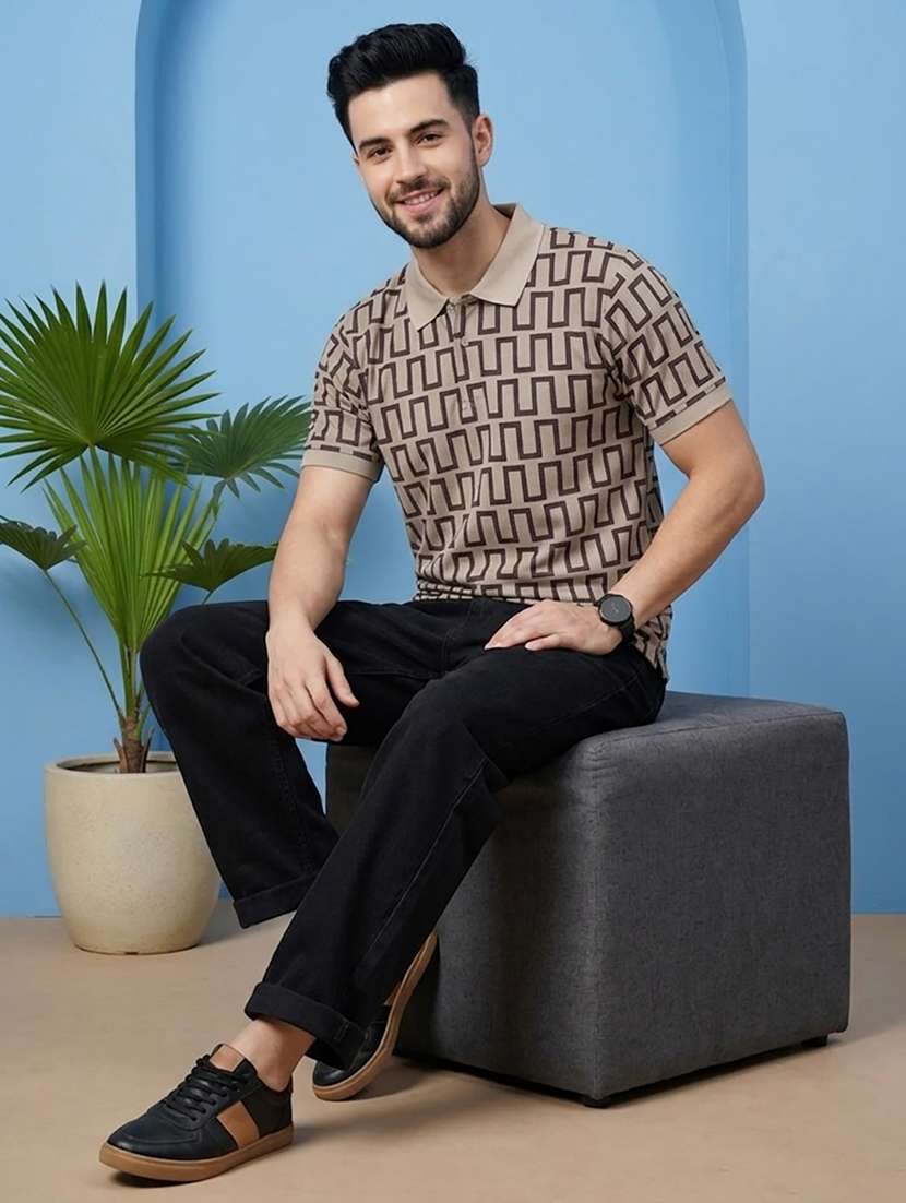 men printed short sleeve regular fit polo t-shirt - 22502326 -  Standard Image - 3