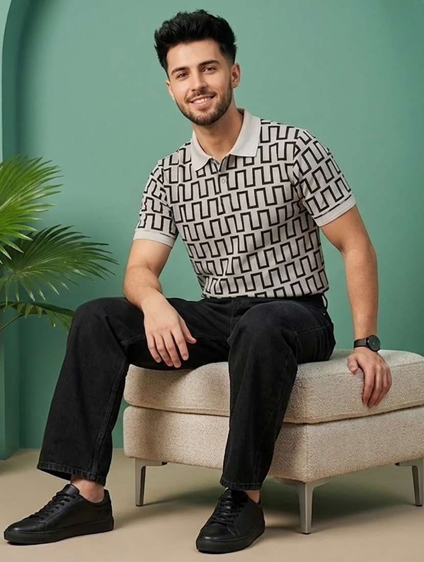men printed short sleeve regular fit polo t-shirt - 22502327 -  Standard Image - 3