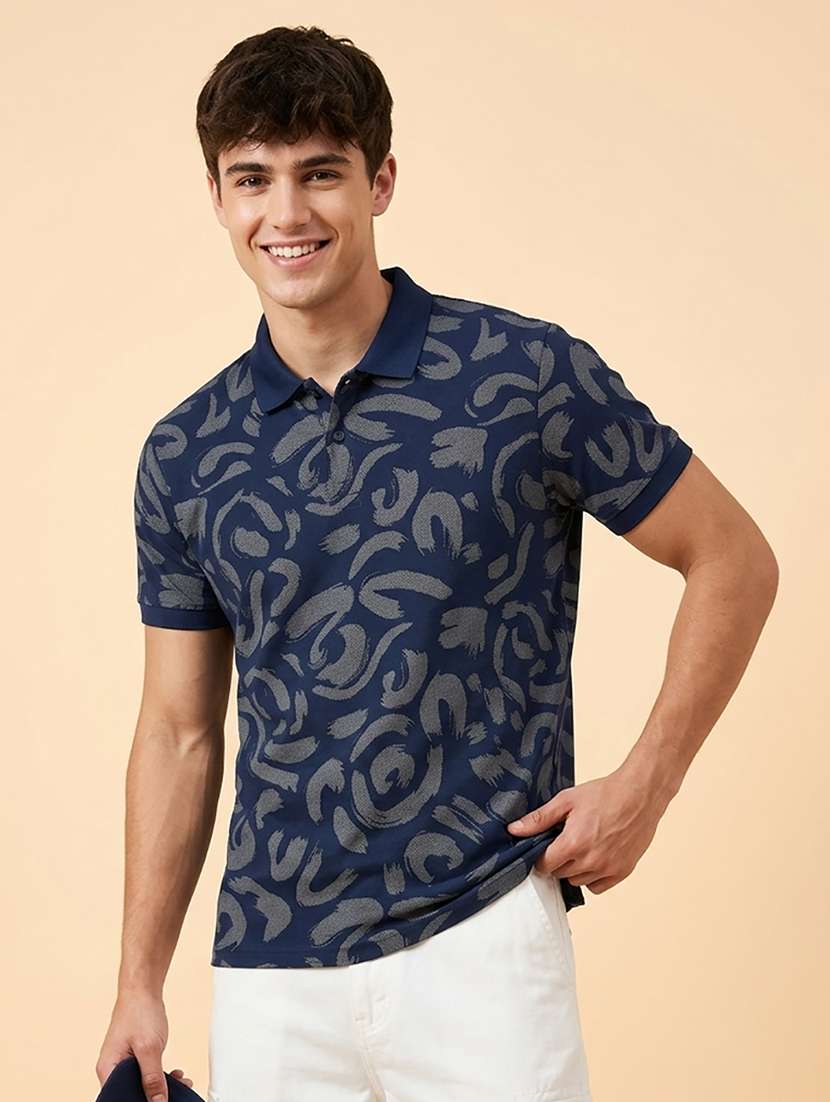 men printed short sleeve regular fit polo t-shirt