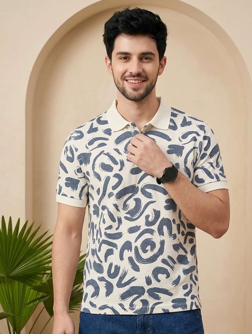 men printed short sleeve regular fit polo t-shirt