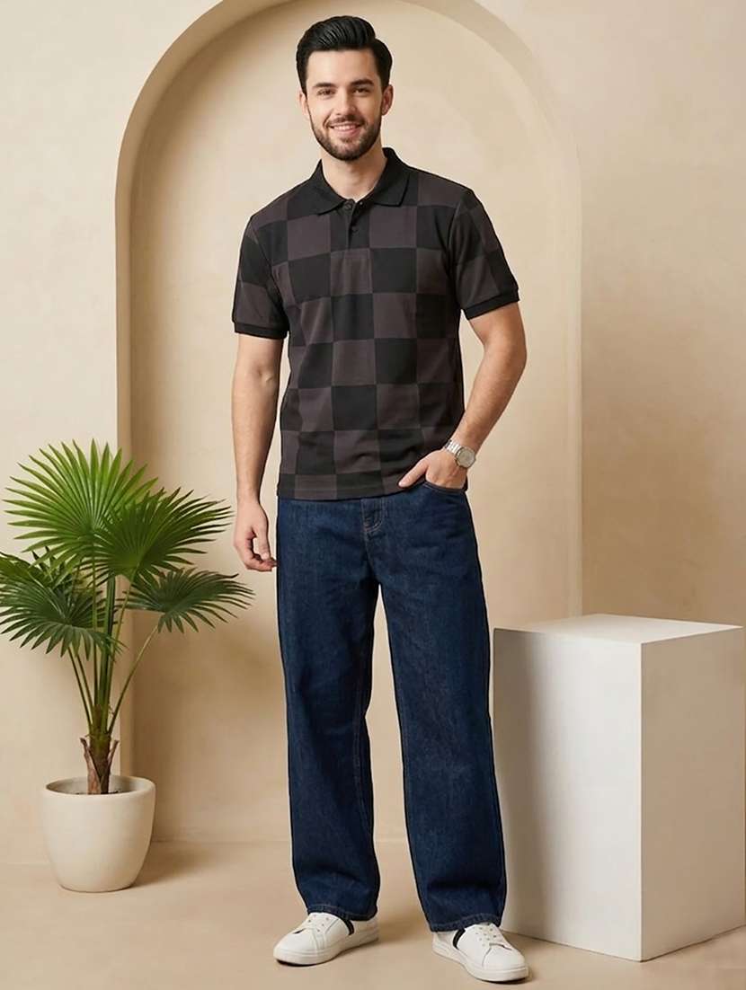men checkered short sleeve regular fit polo t-shirt - 22502331 -  Standard Image - 3