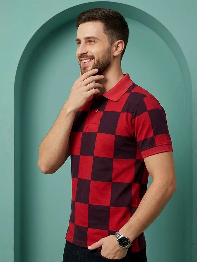 men checkered short sleeve regular fit polo t-shirt - 22502332 -  Standard Image - 3