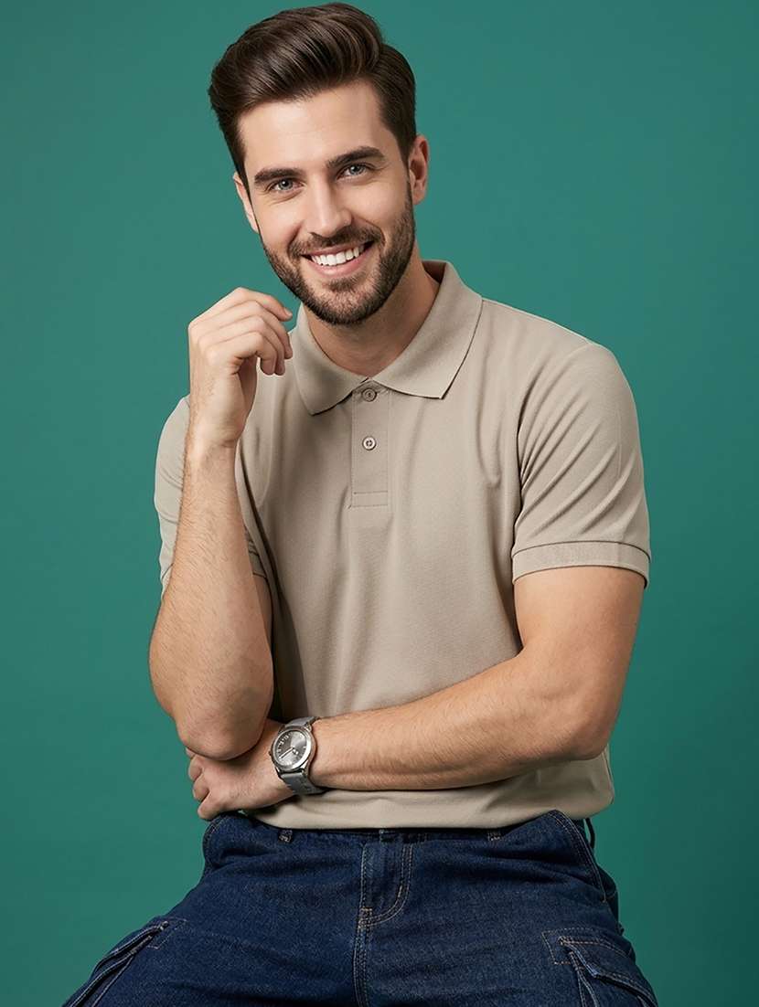 men solid short sleeve regular fit polo t-shirt