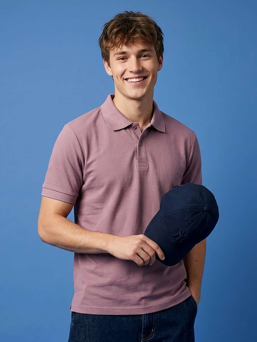 men solid short sleeve regular fit polo t-shirt