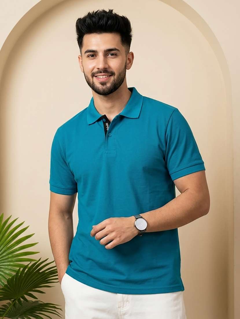 men solid short sleeve regular fit polo t-shirt