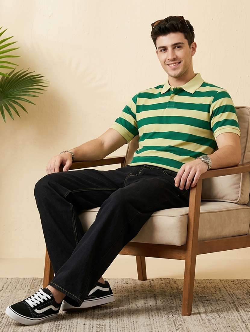 men striped short sleeve regular fit polo t-shirt - 22502348 -  Standard Image - 3