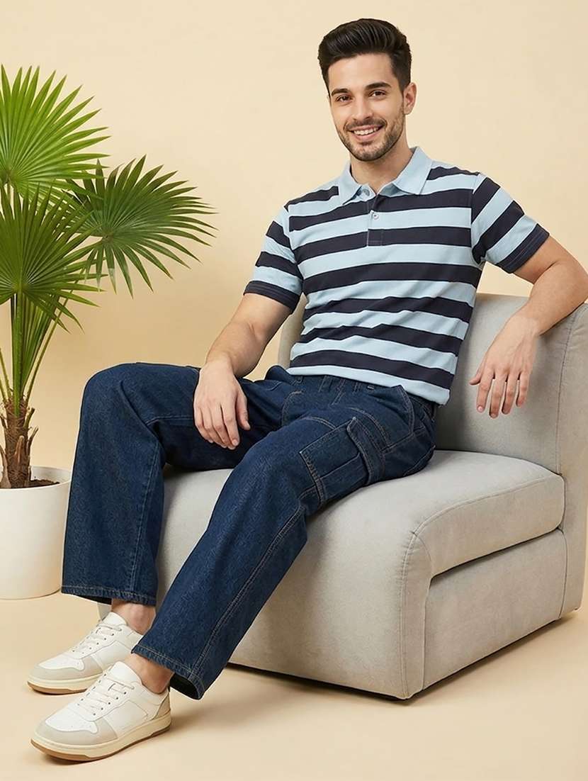 men striped short sleeve regular fit polo t-shirt - 22502350 -  Standard Image - 3