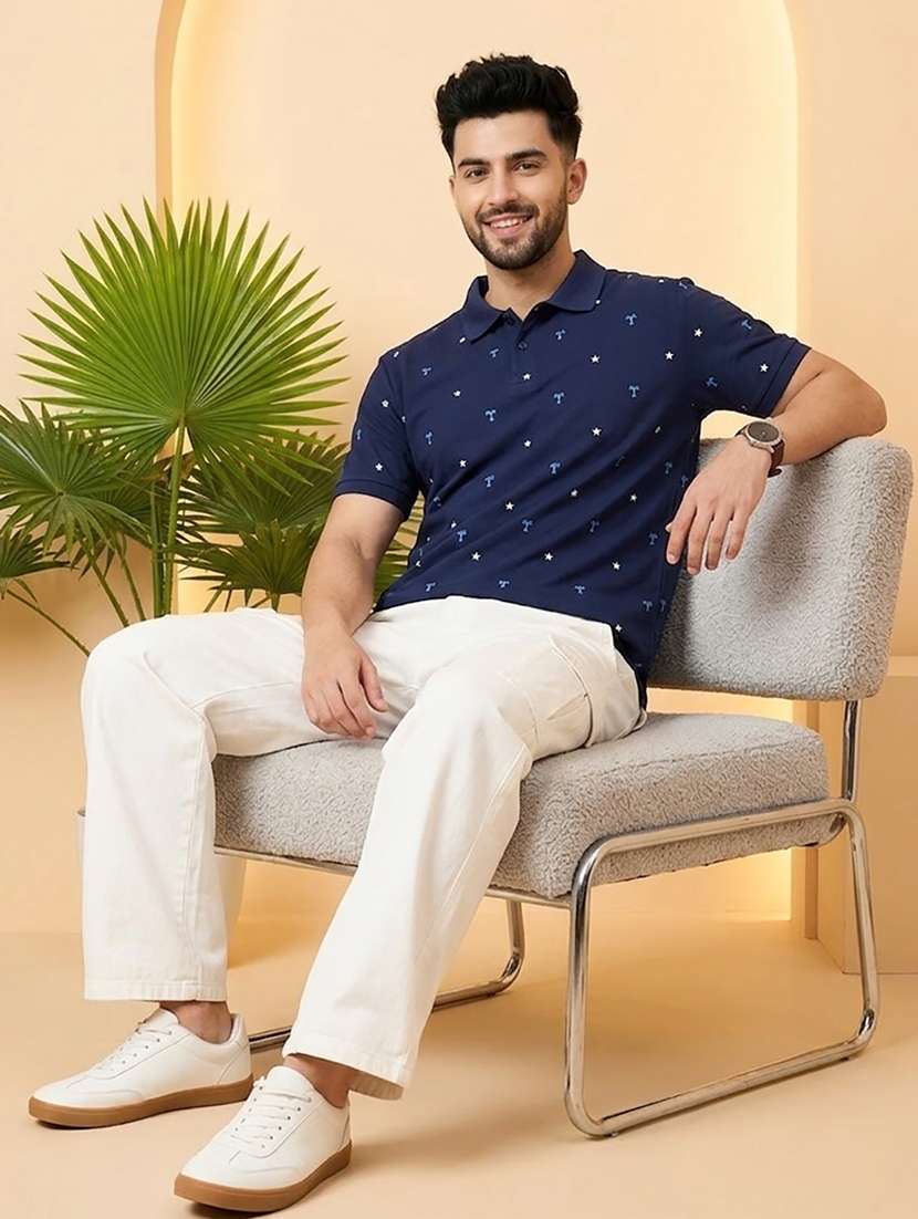 men printed short sleeve regular fit polo t-shirt - 22502355 -  Standard Image - 3