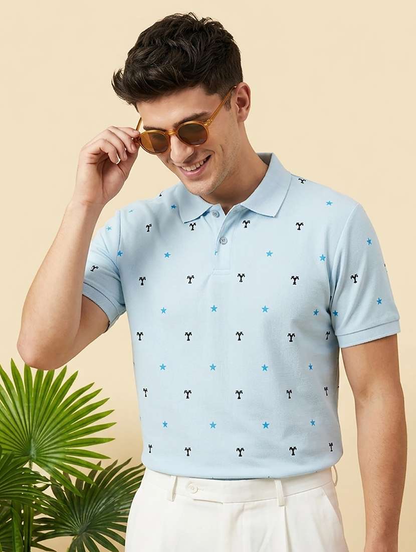 men printed short sleeve regular fit polo t-shirt