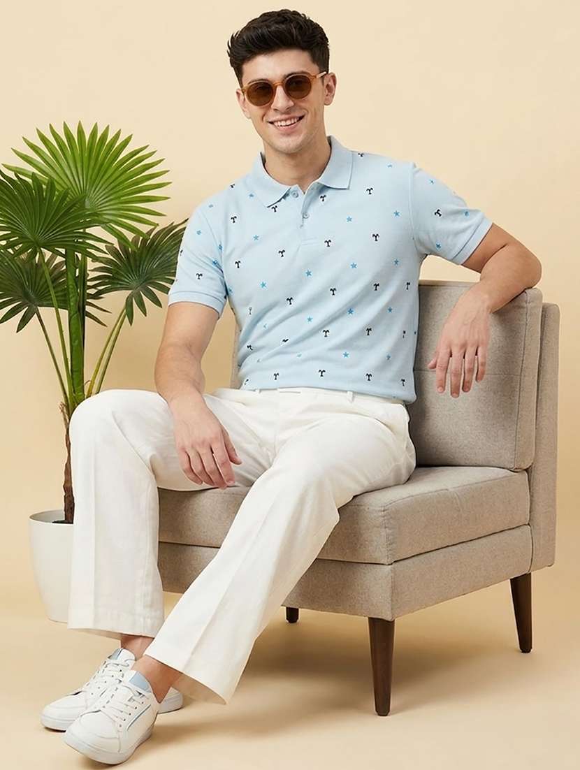 men printed short sleeve regular fit polo t-shirt - 22502356 -  Standard Image - 3