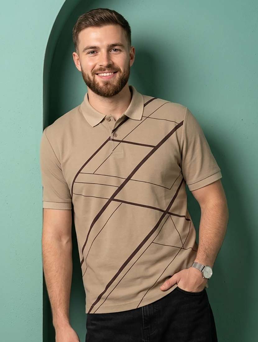 men printed short sleeve regular fit polo t-shirt