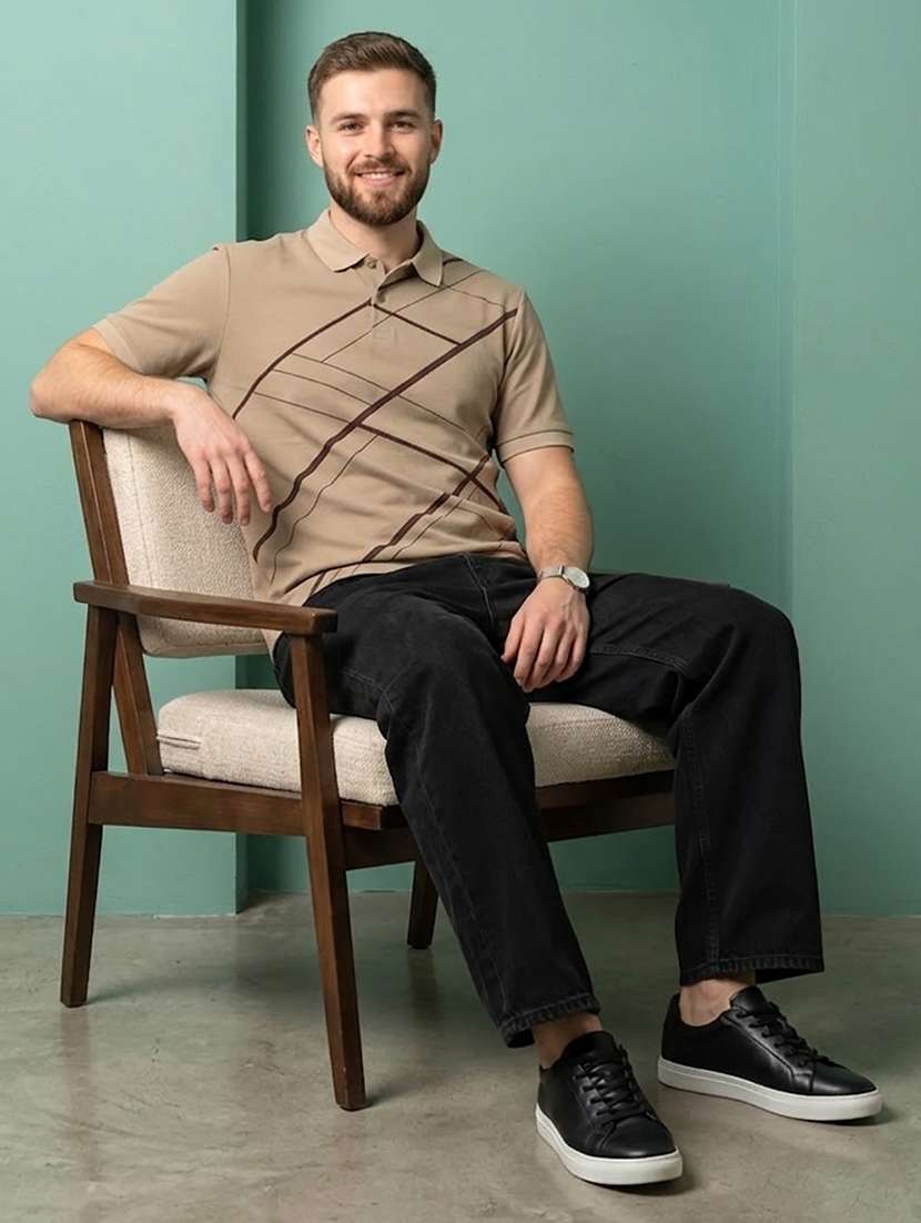 men printed short sleeve regular fit polo t-shirt - 22502358 -  Standard Image - 3