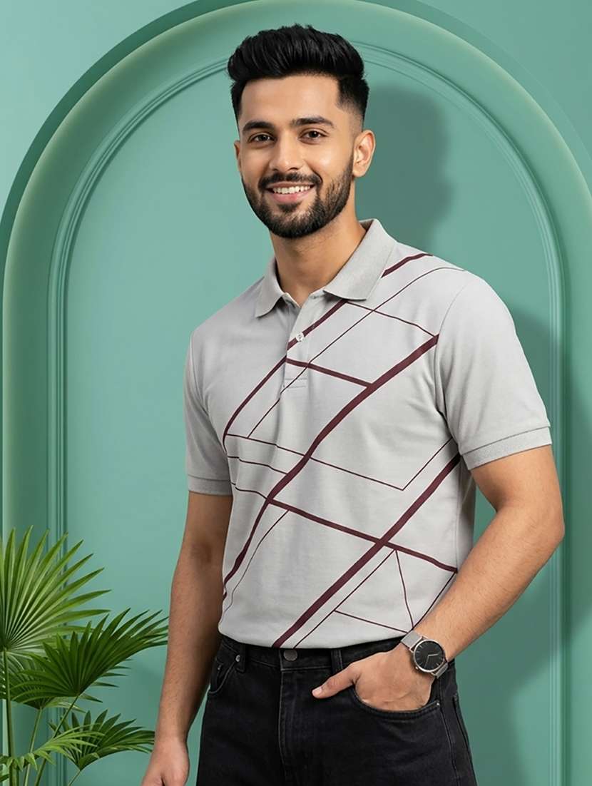 men printed short sleeve regular fit polo t-shirt