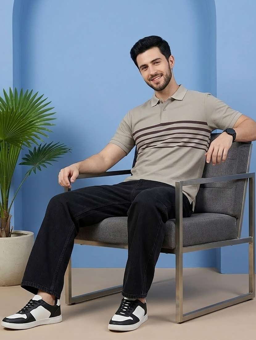 men striped short sleeve regular fit polo t-shirt - 22502361 -  Standard Image - 3