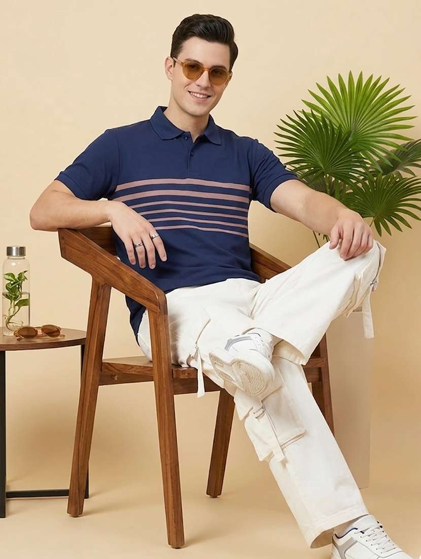 men striped short sleeve regular fit polo t-shirt - 22502363 -  Standard Image - 3