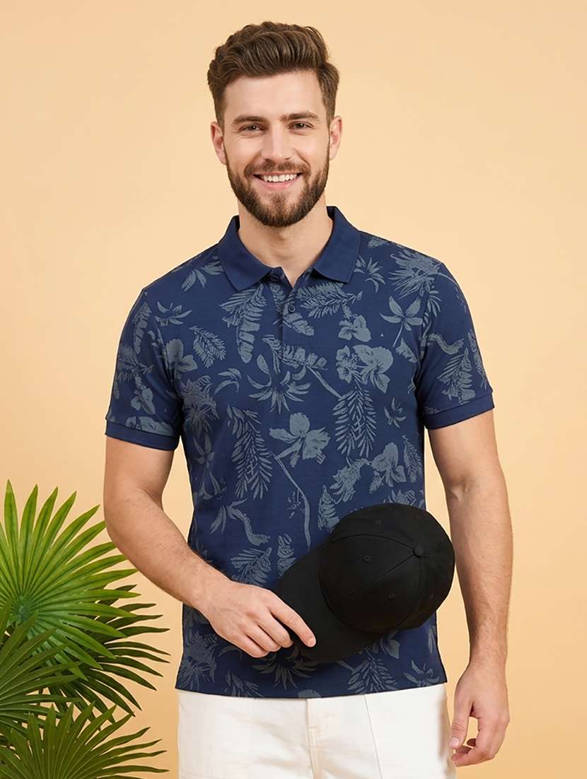 men printed short sleeve regular fit polo t-shirt