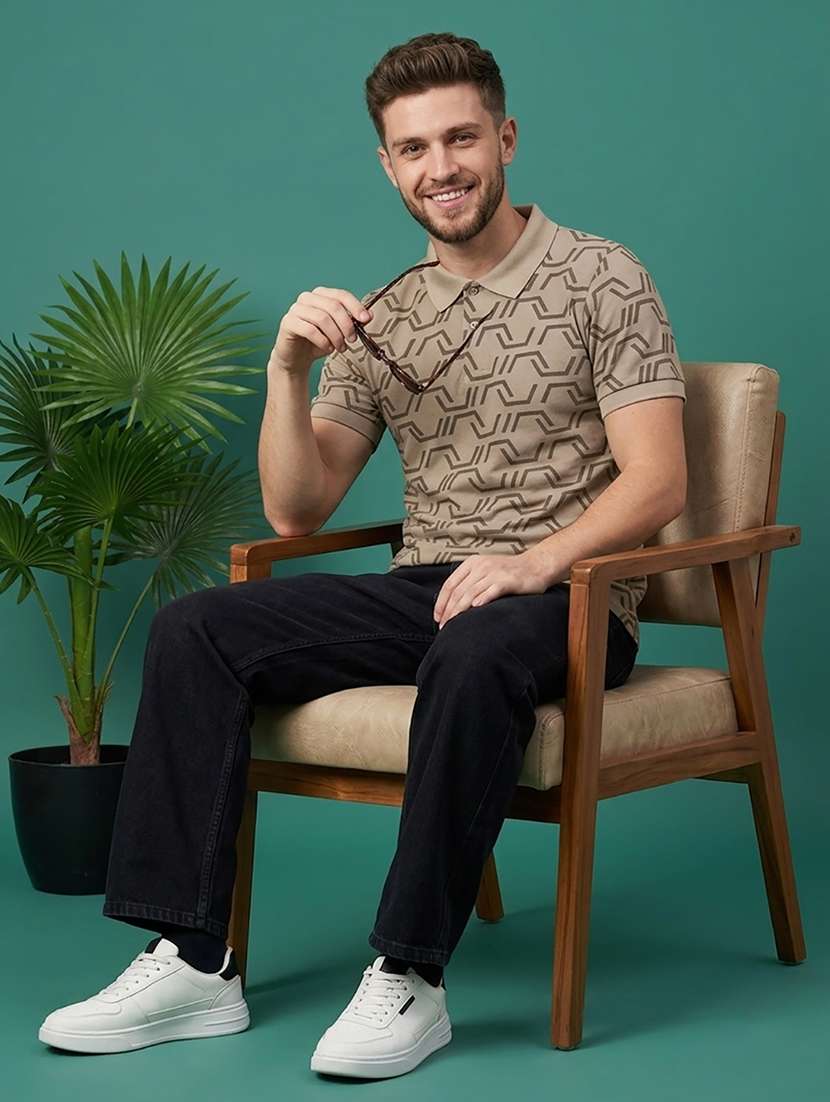 men printed short sleeve regular fit polo t-shirt - 22502371 -  Standard Image - 3