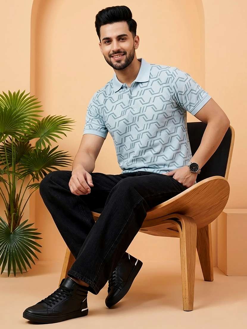 men printed short sleeve regular fit polo t-shirt - 22502372 -  Standard Image - 3