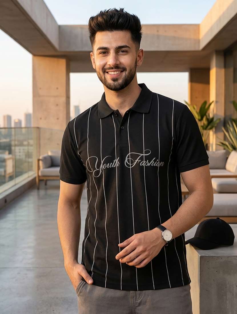 men printed short sleeve regular fit polo t-shirt