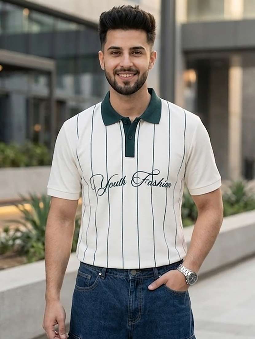 men printed short sleeve regular fit polo t-shirt