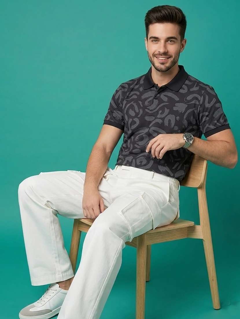 men printed short sleeve regular fit polo t-shirt - 22502383 -  Standard Image - 3