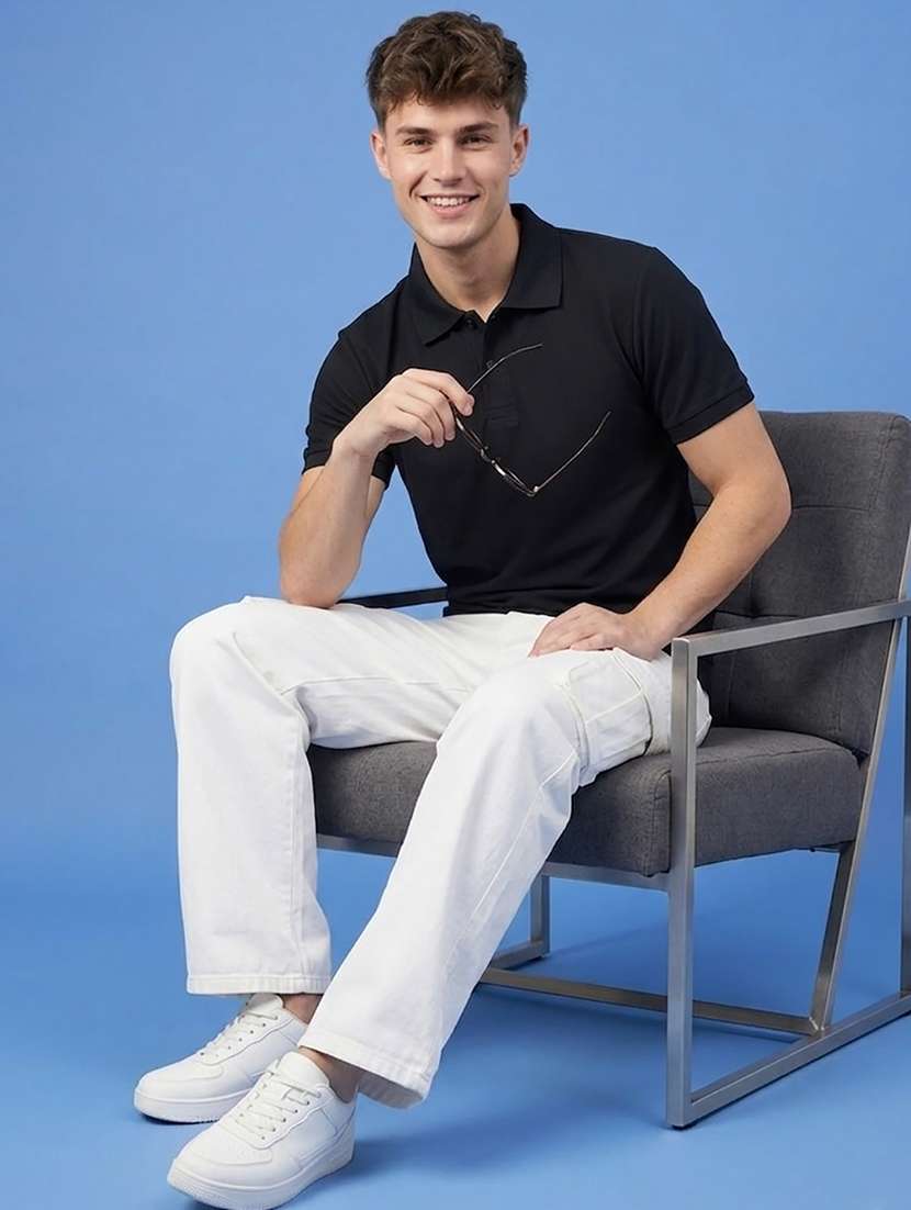 men solid short sleeve regular fit polo t-shirt - 22502389 -  Standard Image - 3