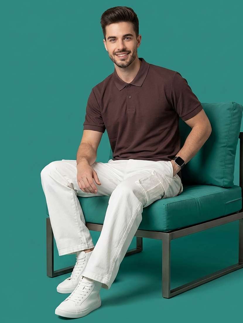 men solid short sleeve regular fit polo t-shirt - 22502390 -  Standard Image - 3