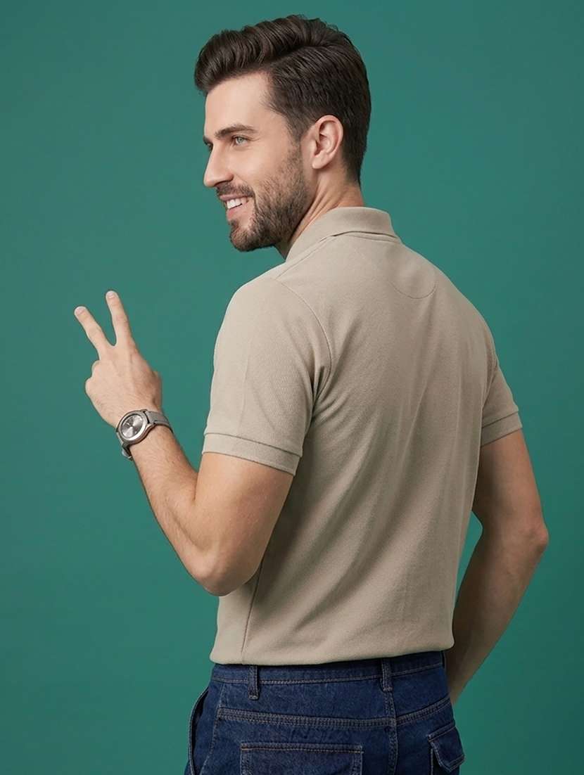 men solid short sleeve regular fit polo t-shirt - 22502391 -  Standard Image - 3