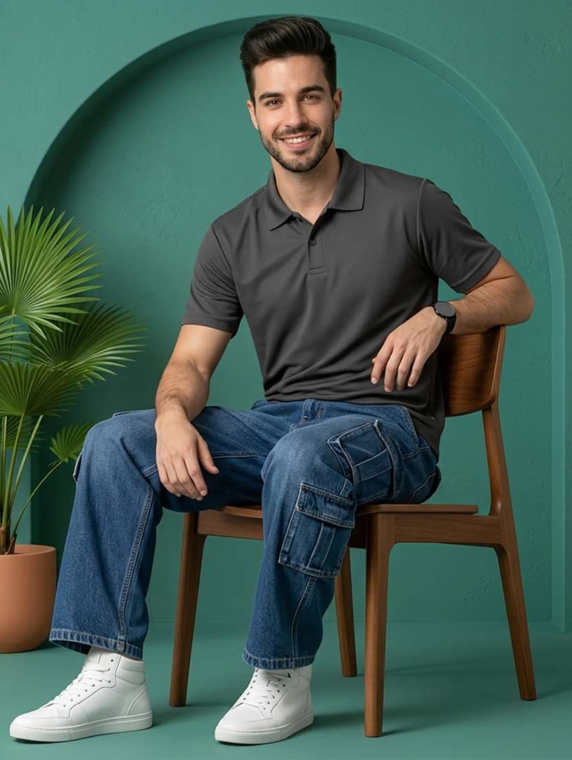 men solid short sleeve regular fit polo t-shirt - 22502392 -  Standard Image - 3