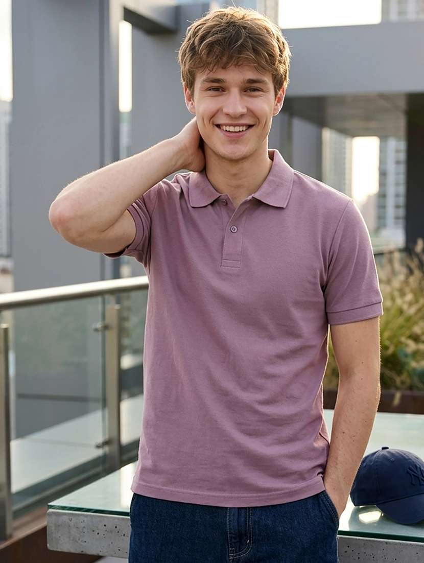 men solid short sleeve regular fit polo t-shirt