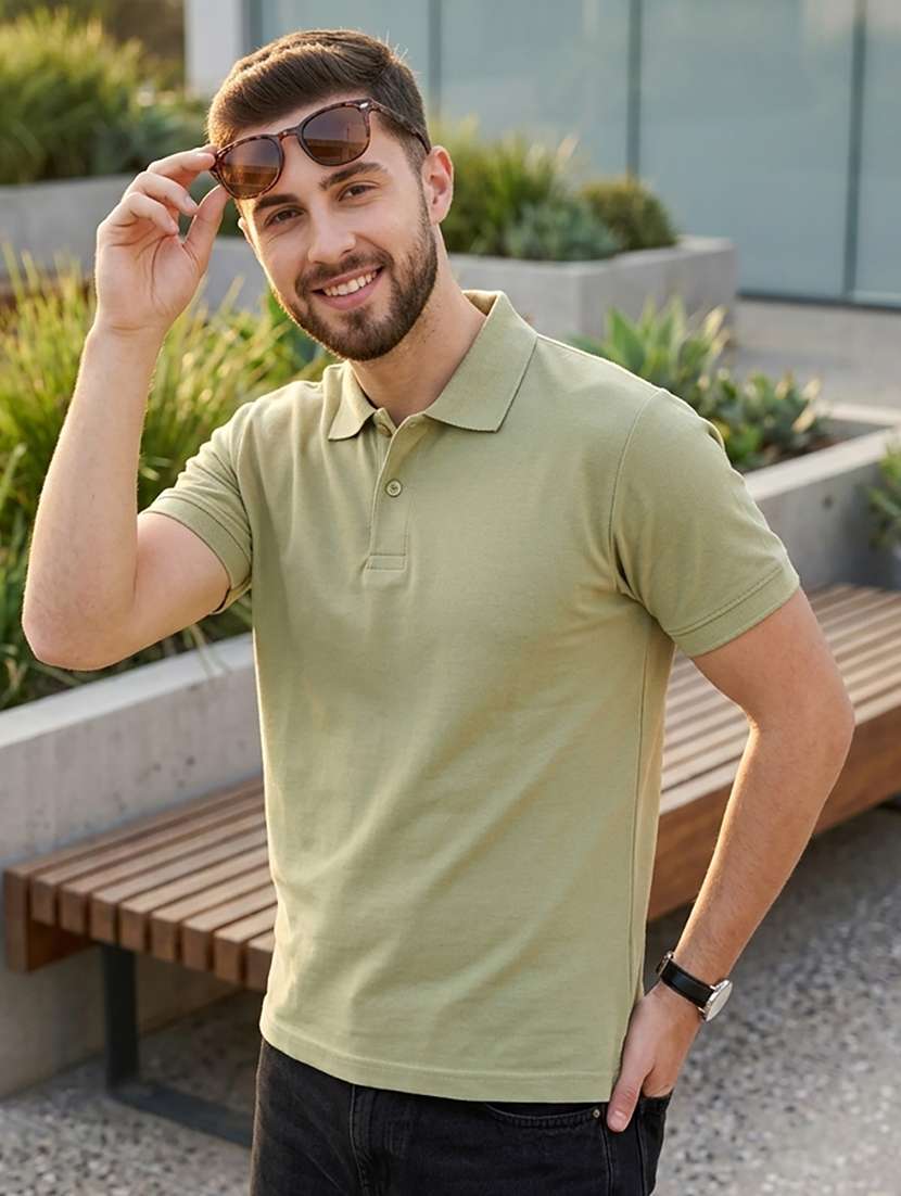 men solid short sleeve regular fit polo t-shirt