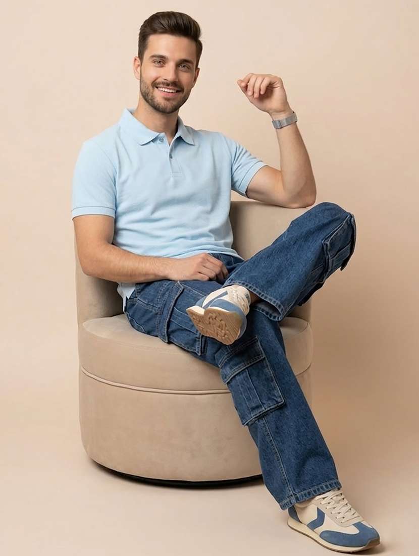 men solid short sleeve regular fit polo t-shirt - 22502399 -  Standard Image - 3