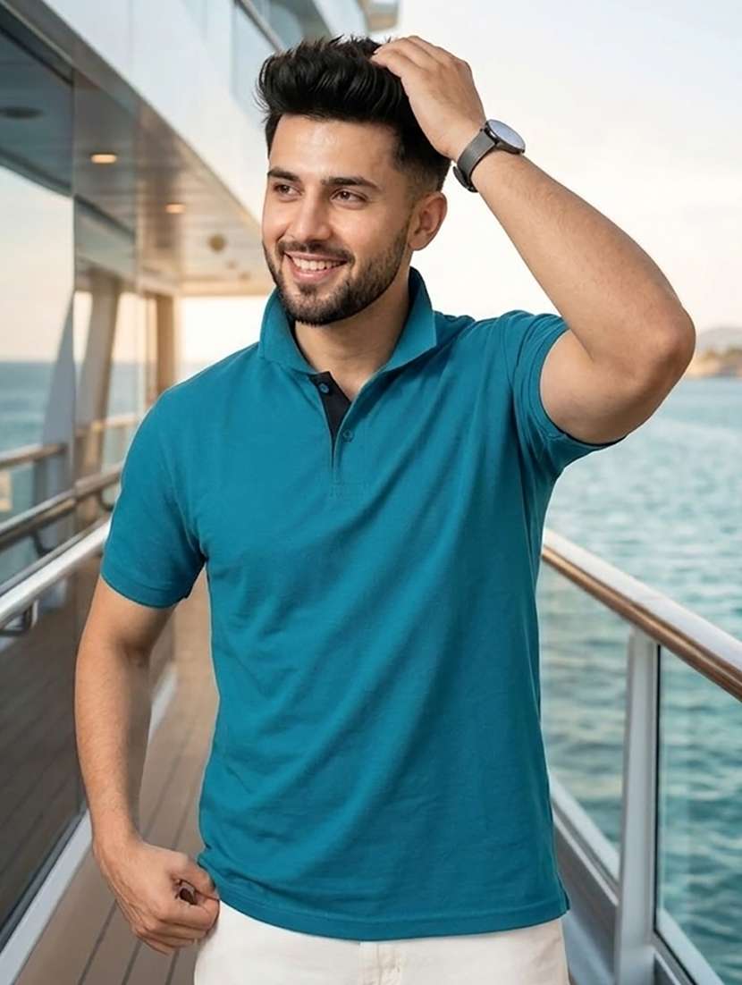 men solid short sleeve regular fit polo t-shirt