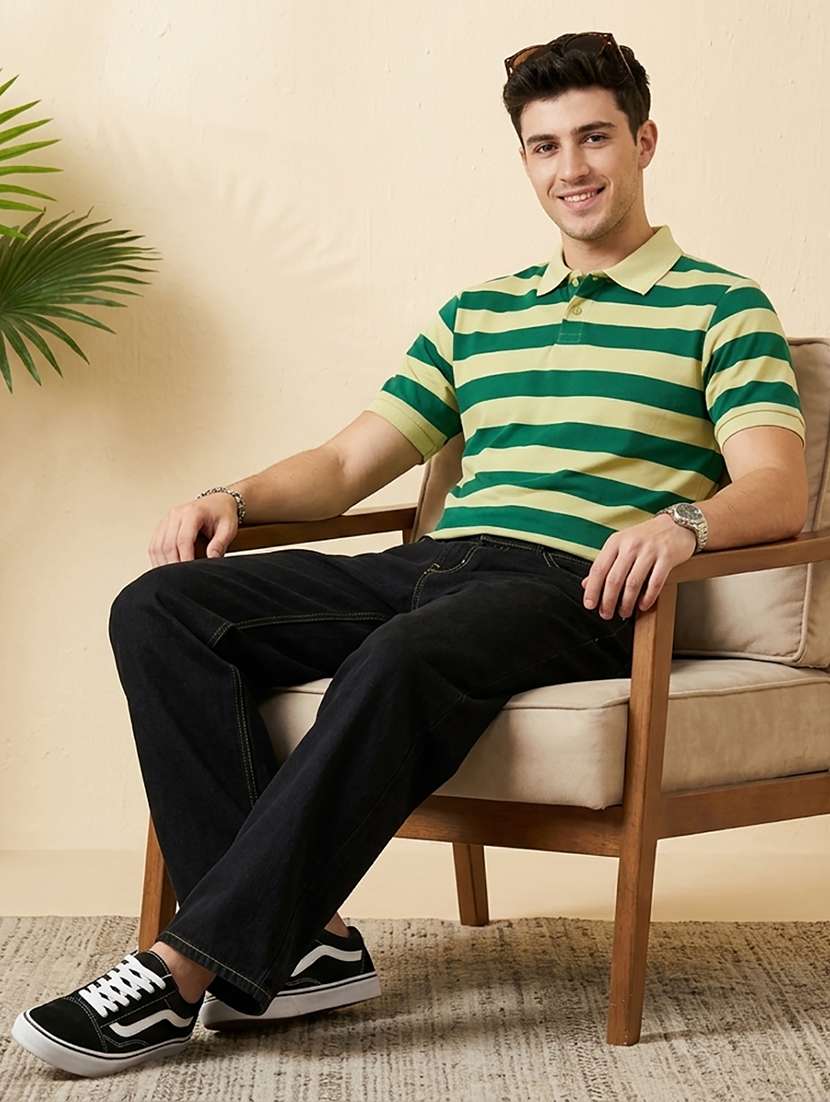 men striped short sleeve regular fit polo t-shirt - 22502403 -  Standard Image - 3