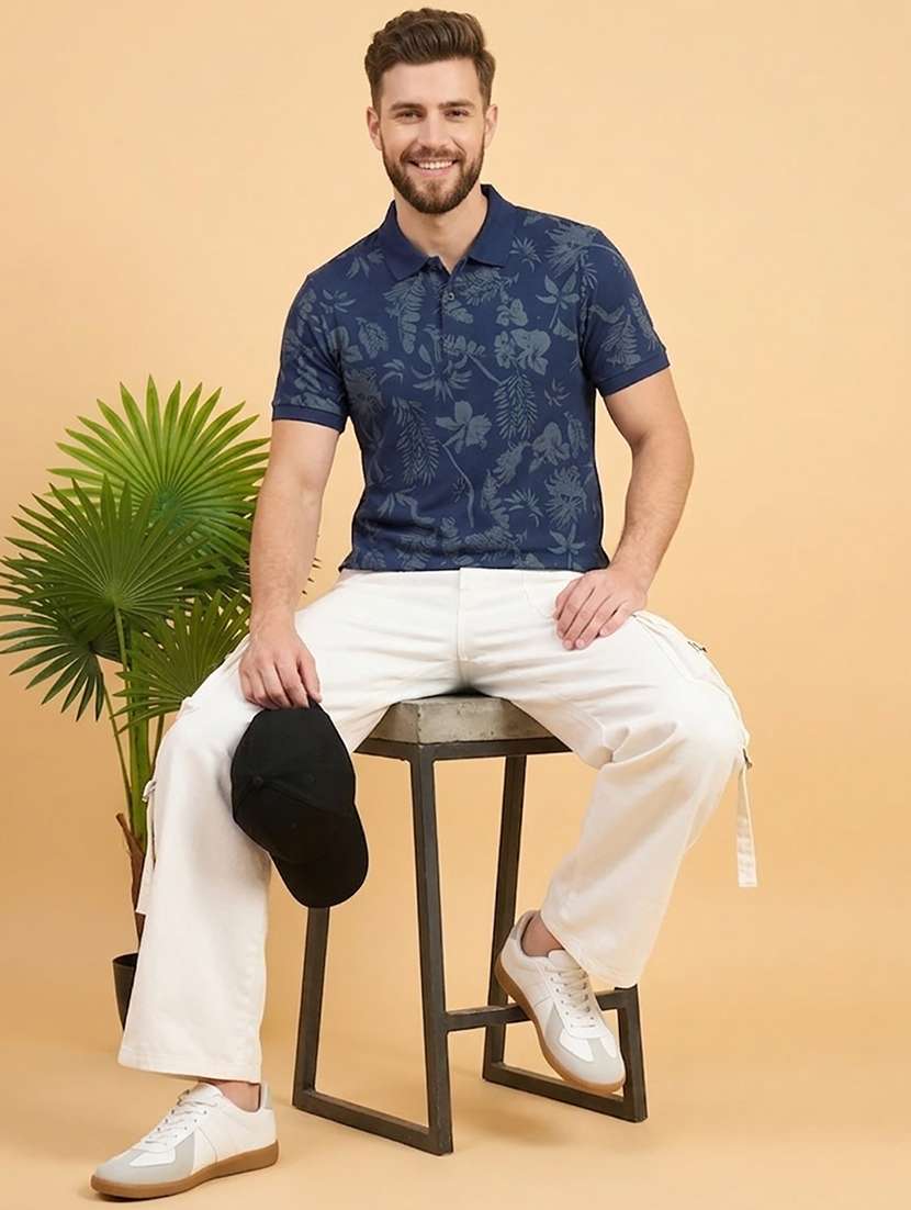 men printed short sleeve regular fit polo t-shirt - 22502424 -  Standard Image - 3