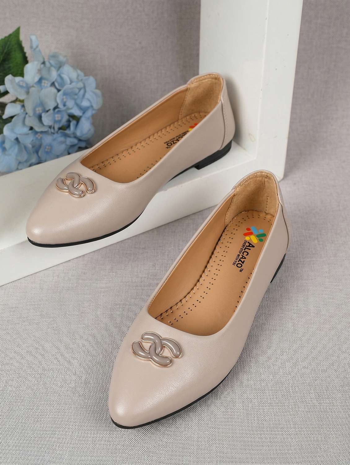 women grey slip on ballerina