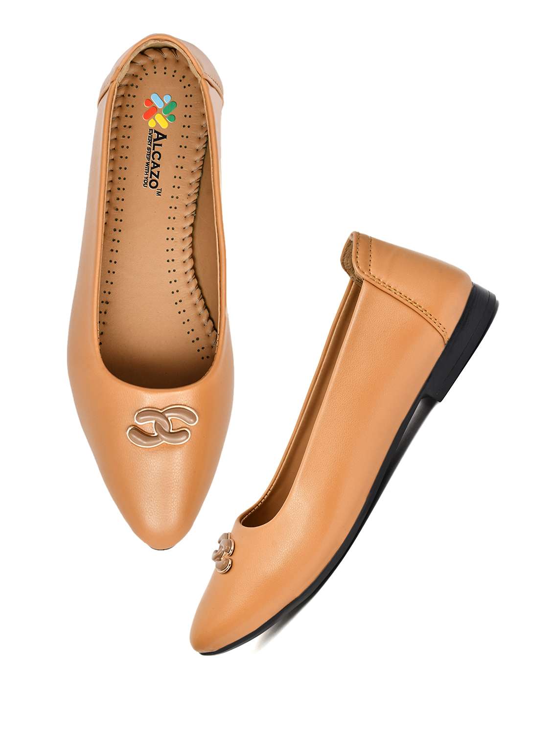 Women Tan Slip On Ballerina - 22502429 -  Standard Image - 3