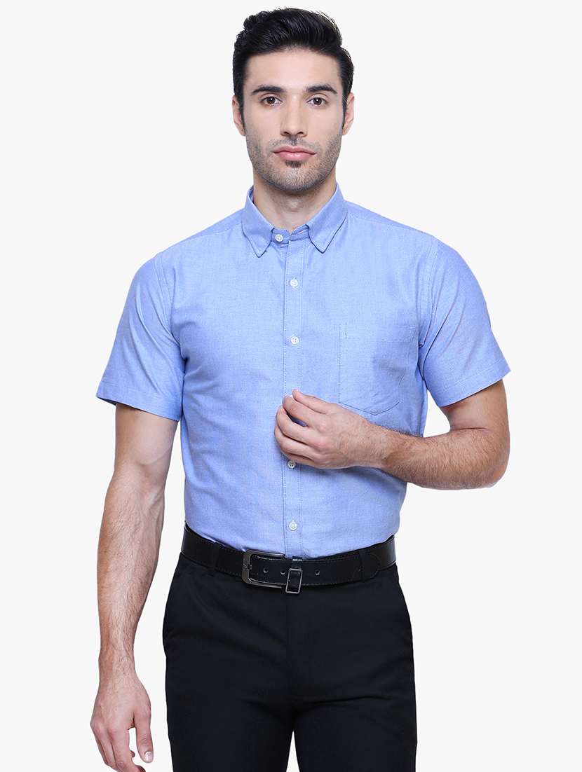 men solid short sleeve slim fit formal shirt