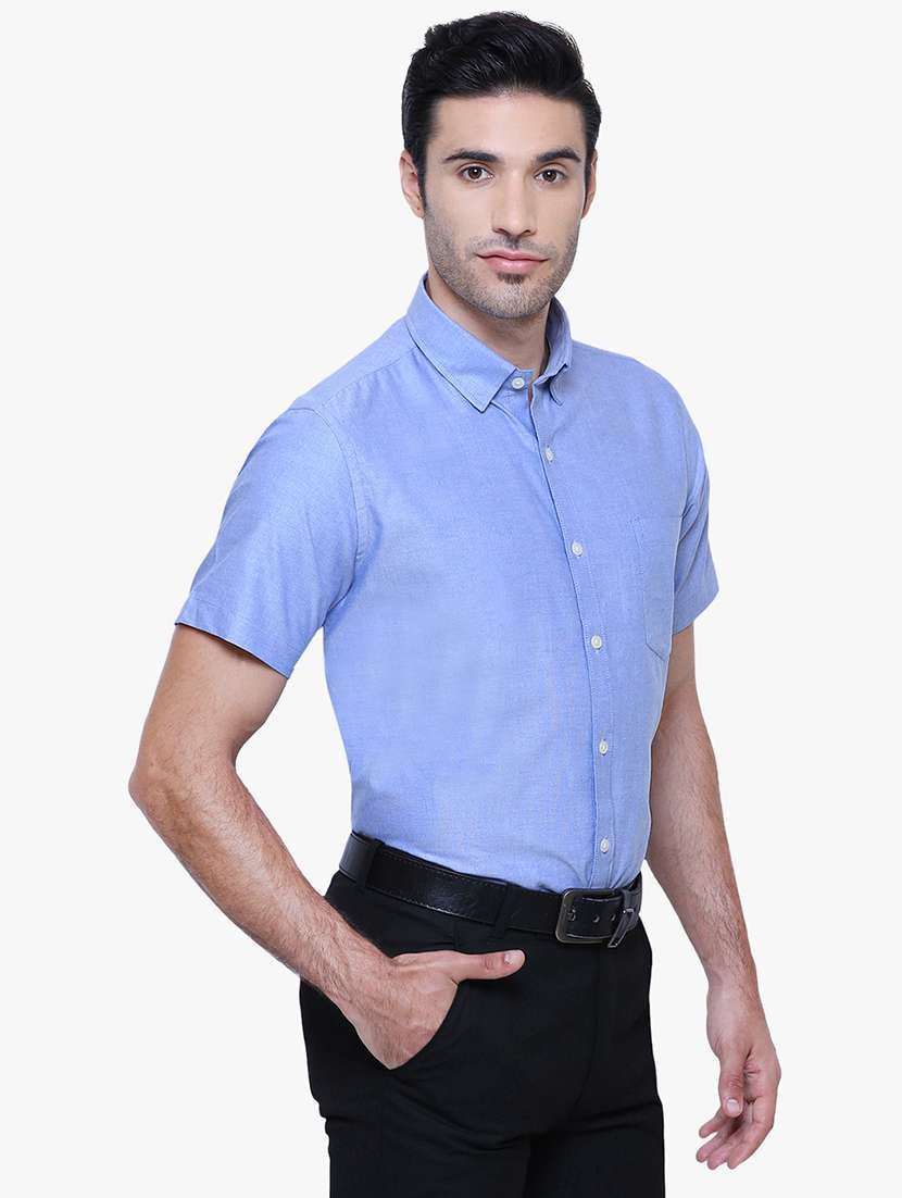 Men Solid Short Sleeve Slim Fit Formal Shirt - 22502437 -  Standard Image - 3