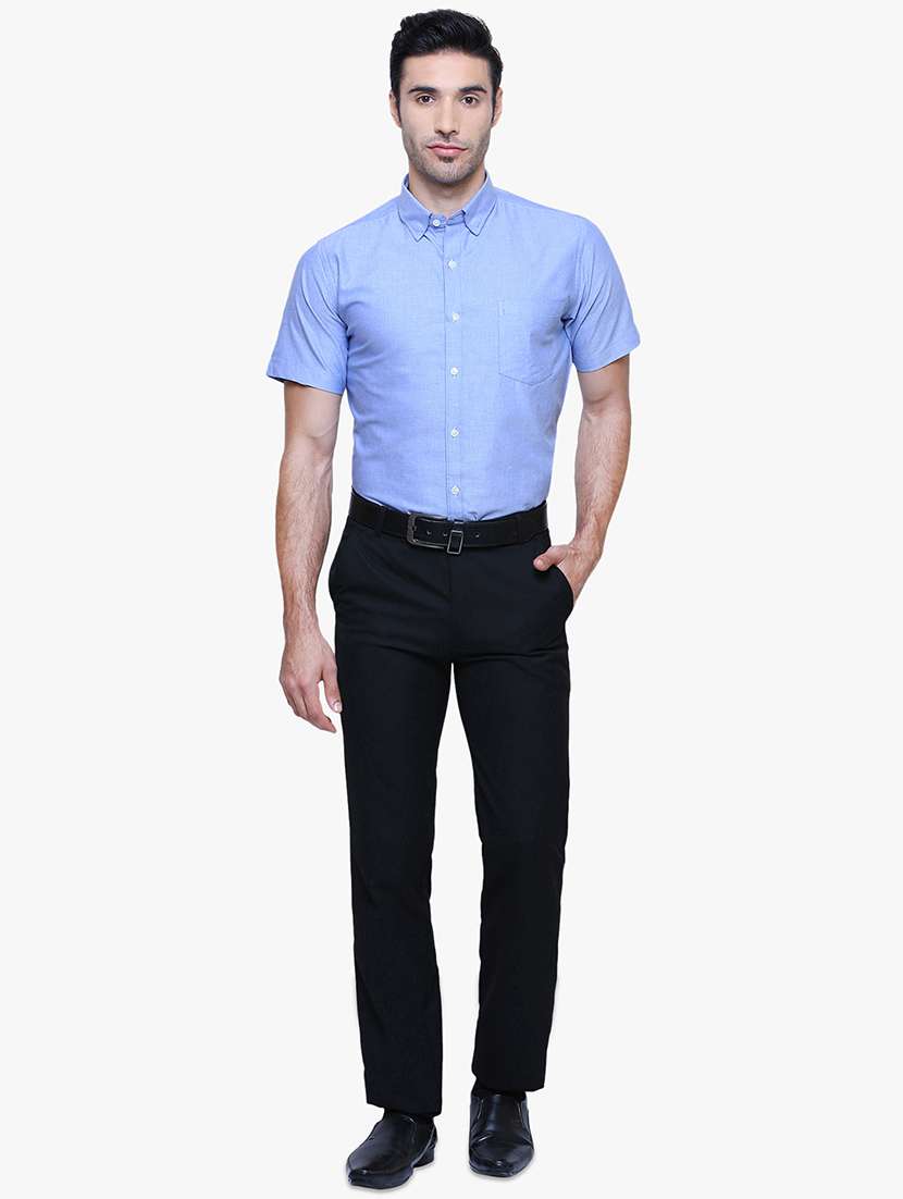 Men Solid Short Sleeve Slim Fit Formal Shirt - 22502437 -  Standard Image - 5