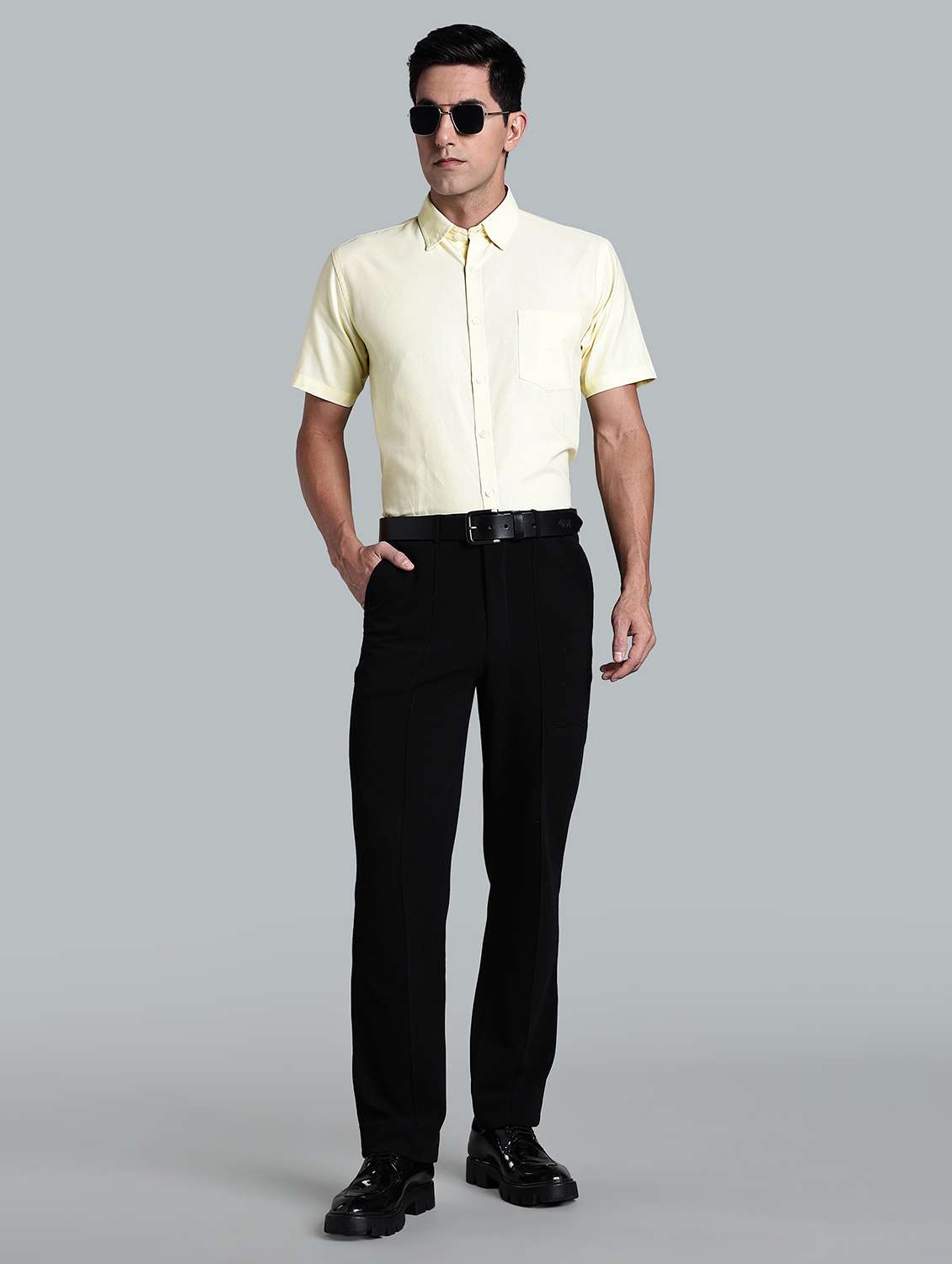 Men Solid Short Sleeve Slim Fit Formal Shirt - 22502438 -  Standard Image - 5