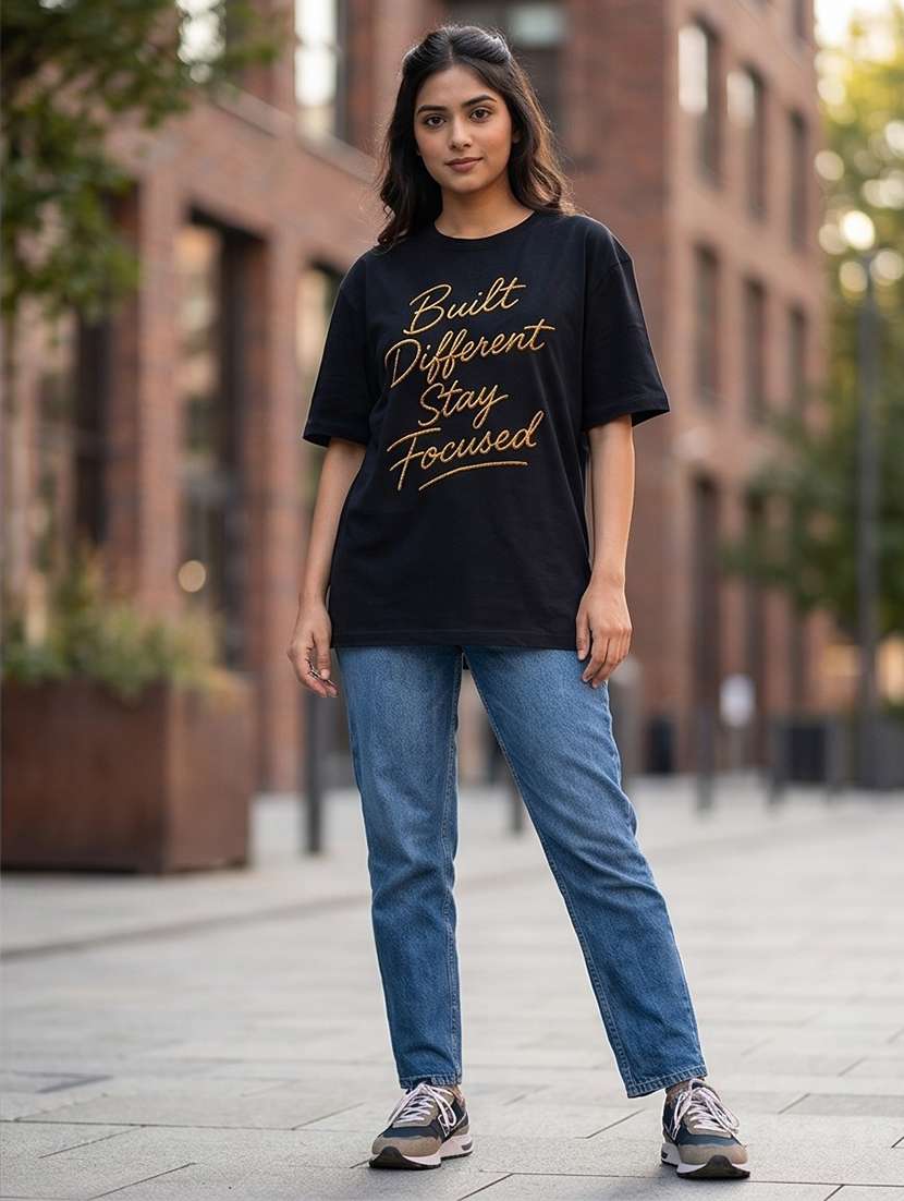 women typographic short sleeve oversized t-shirt - 22502477 -  Standard Image - 3