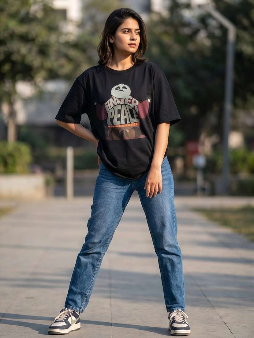women front print short sleeve oversized t-shirt - 22502478 -  Standard Image - 3